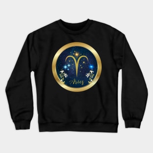 Aires Star Zodiac Golden Astrology Sign Crewneck Sweatshirt